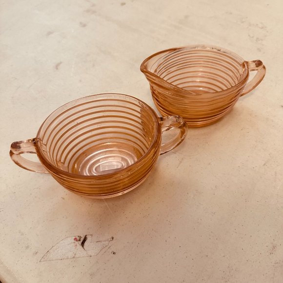 Anchor Hocking Manhattan pink depression glass Cream and Sugar - Picture 4 of 4
